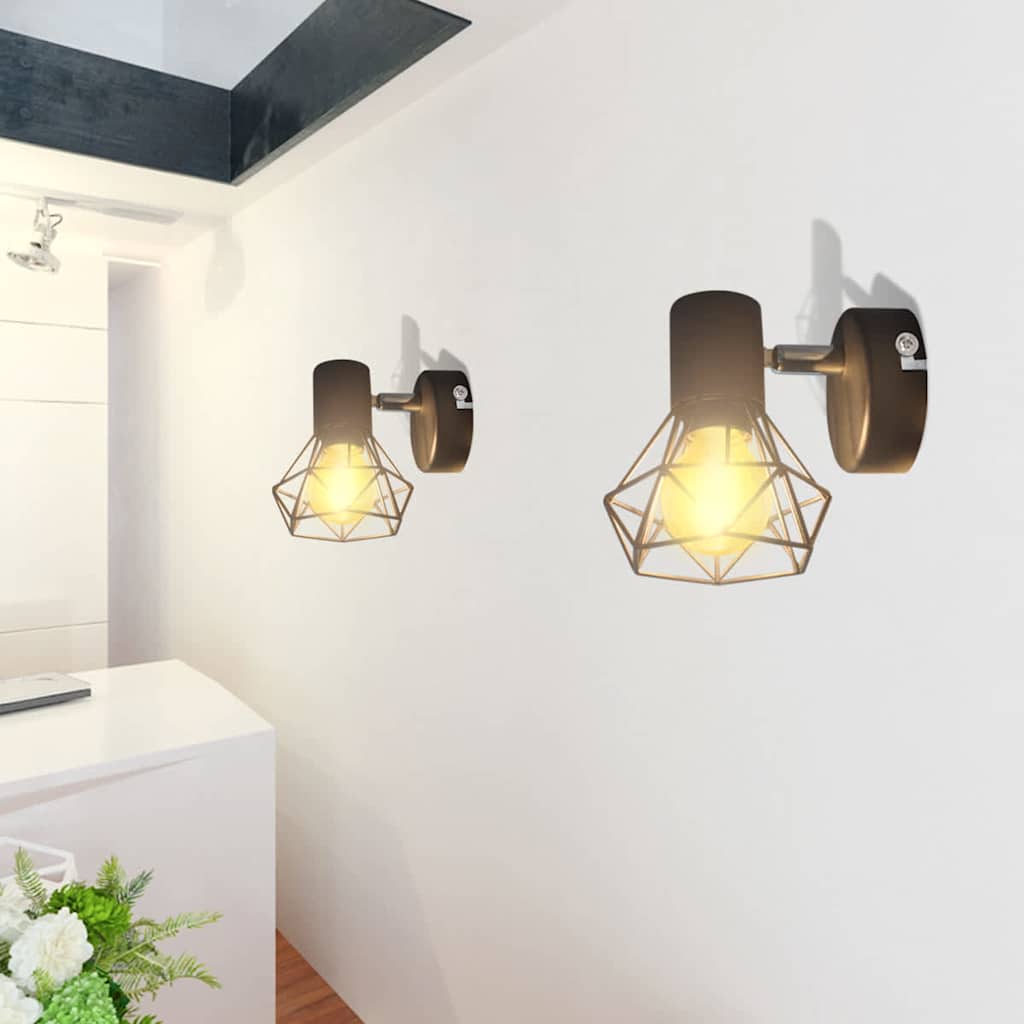 Vidaxl wall lamps 2 pcs with LED industrial style black