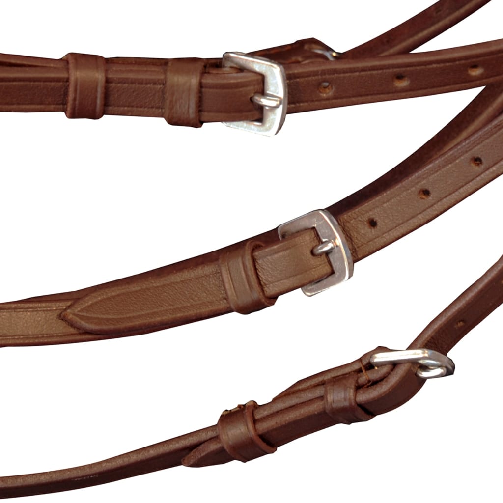 VidaXL bridle leather with combined noseband, reins and bit brown pony