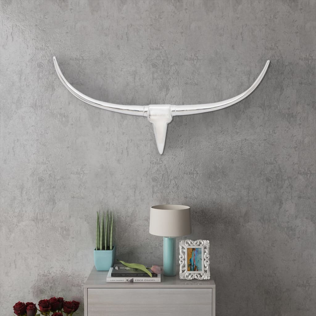 Vidaxl bull head for wall mounting aluminum 96 cm silver colored