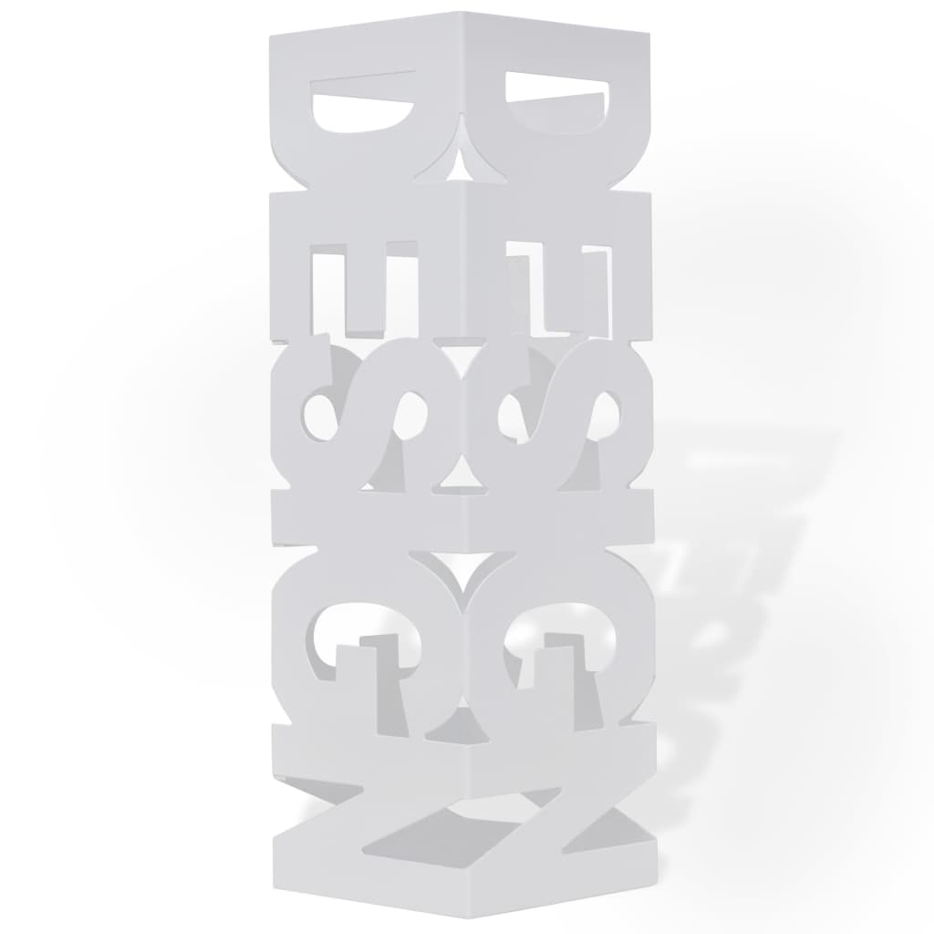 VIDAXL -Regenschirm- und Wanderstabhalder weiß quadratischer Stahl 48,5 cm