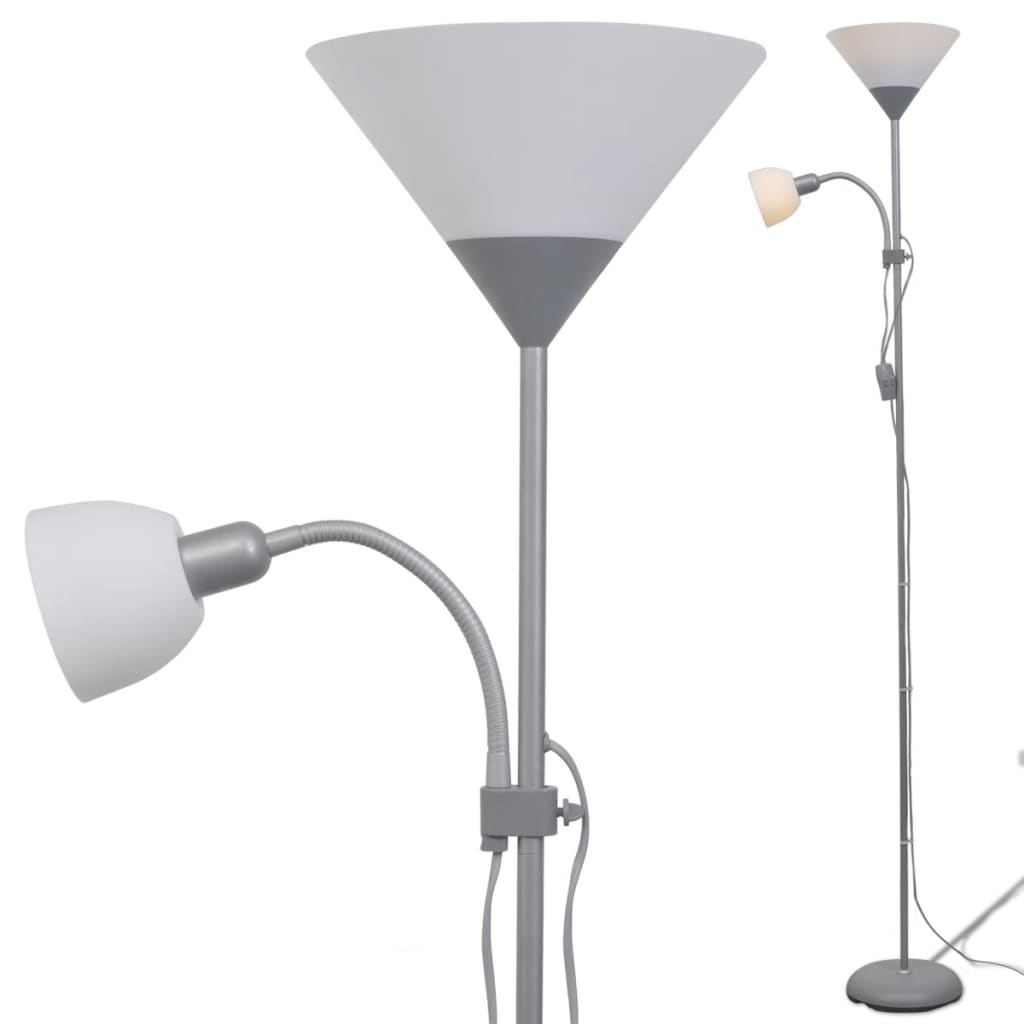 Vidaxl Lampada da pavimento grigio