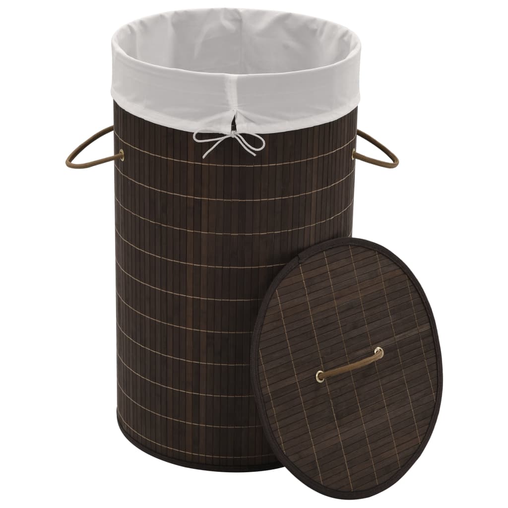 Vidaxl Laundry Basket intorno a bambù marrone scuro