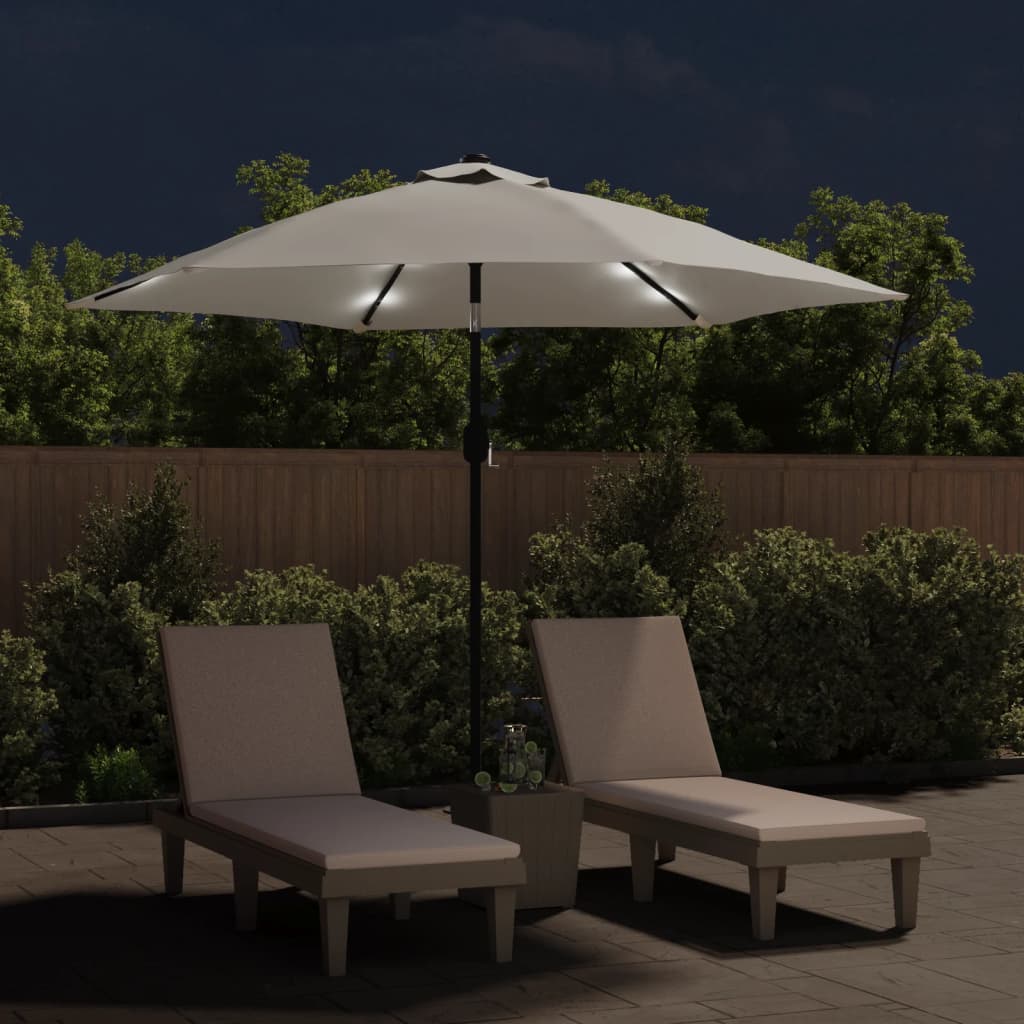 Vidaxl Parasol flottant avec LED 3 m de sable blanc