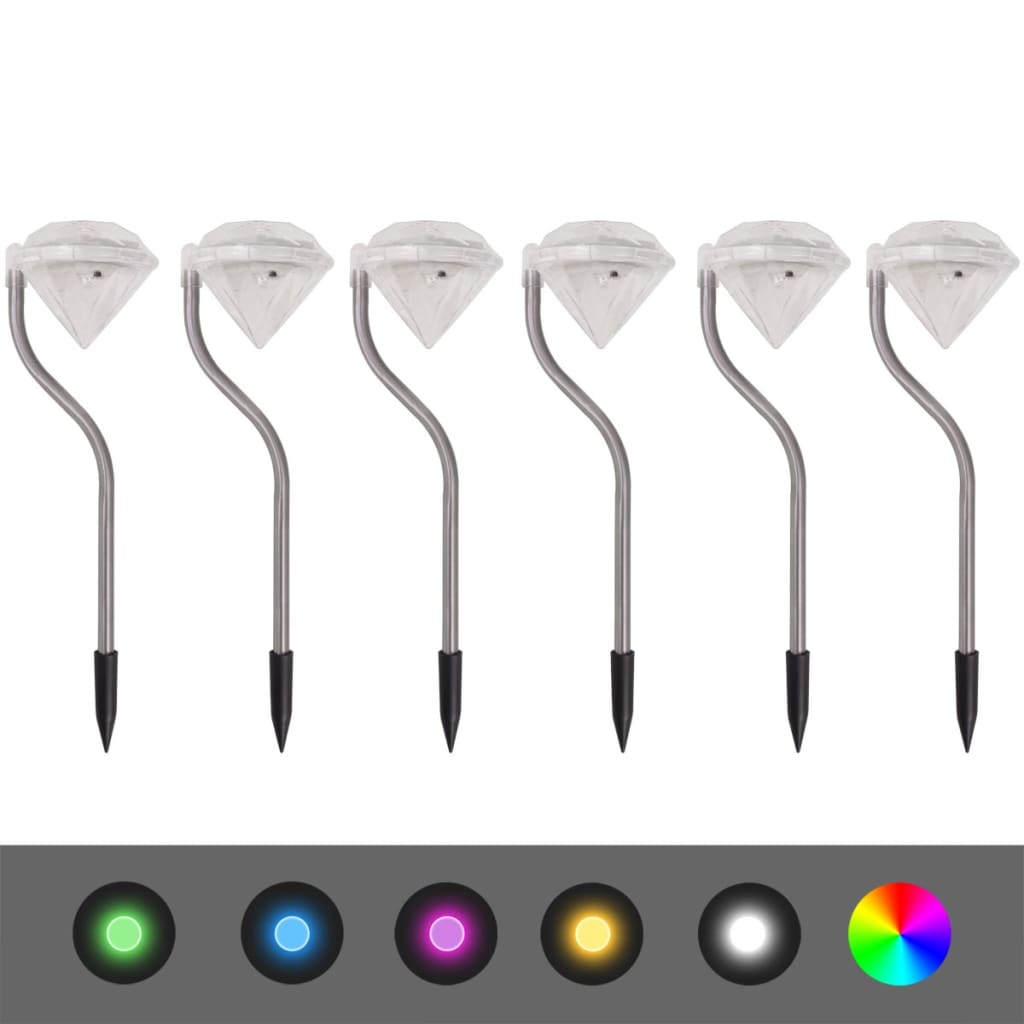 Vidaxl Lámpara de jardín LED de energía solar 6 piezas 9x7.8x29.5 cm