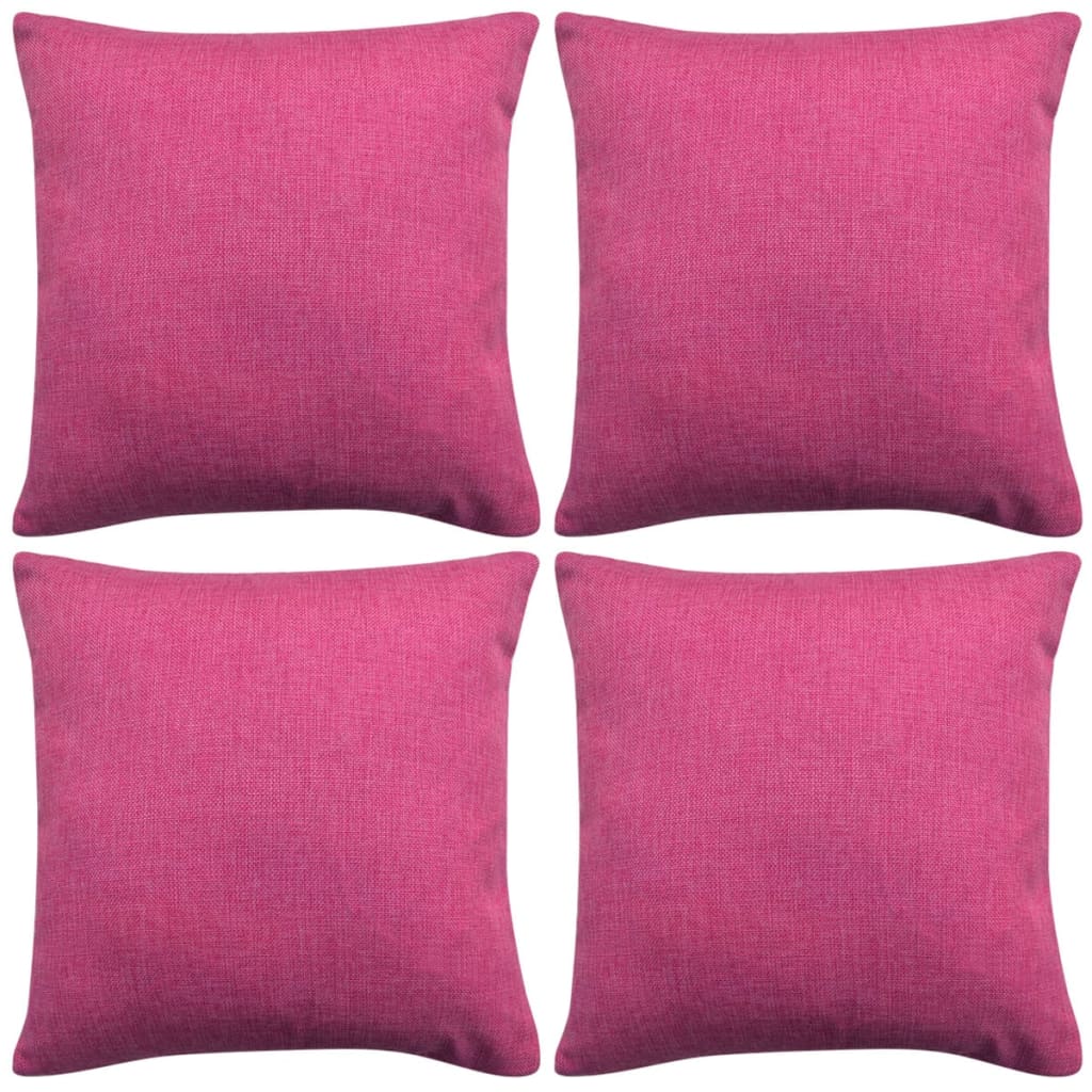 Vidaxl cushion covers set of 4, linen look, pink, 40x40 cm