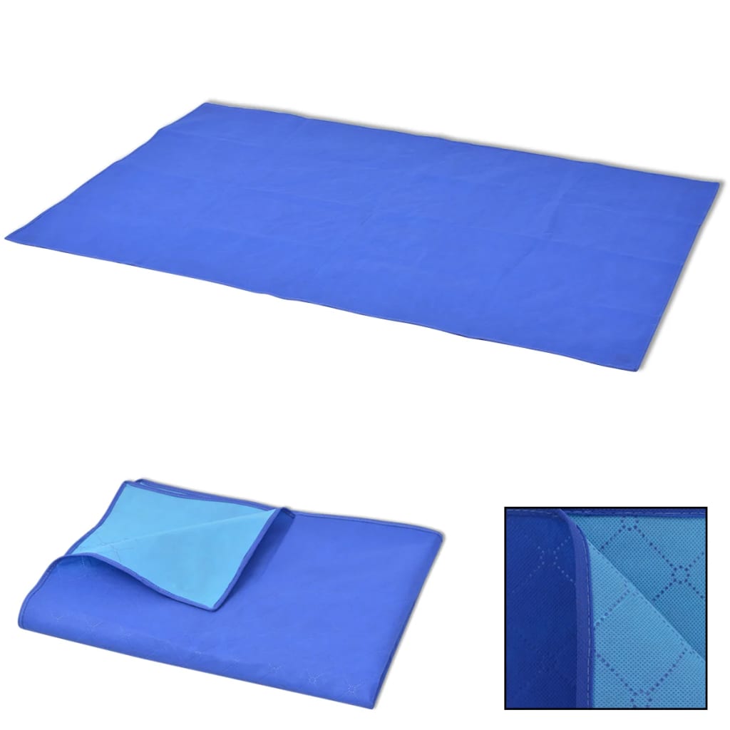 Vidaxl Picknick Teppich 100x150 cm blau und hellblau