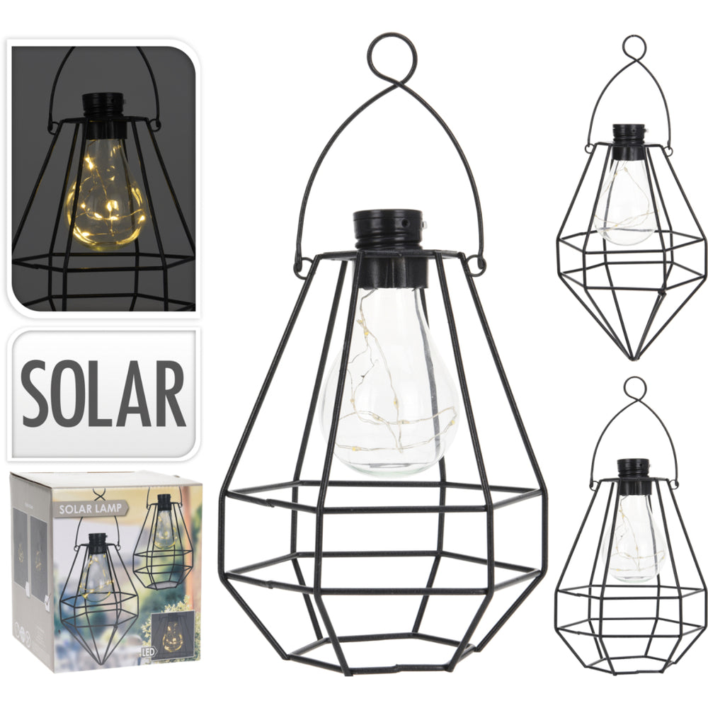 Basic solar bulb led wire lantern black assorted