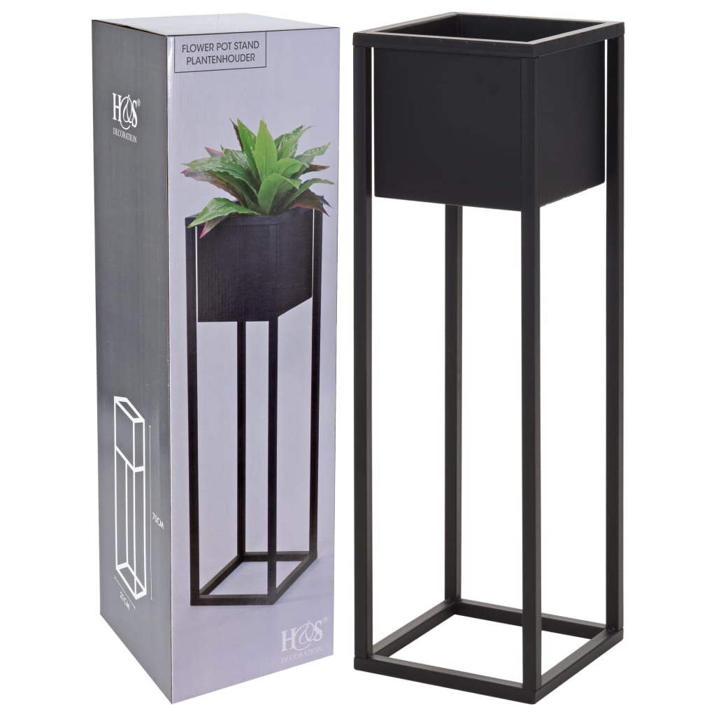 H S Collection H S Collection Flowerpot på standard 70 cm metall svart