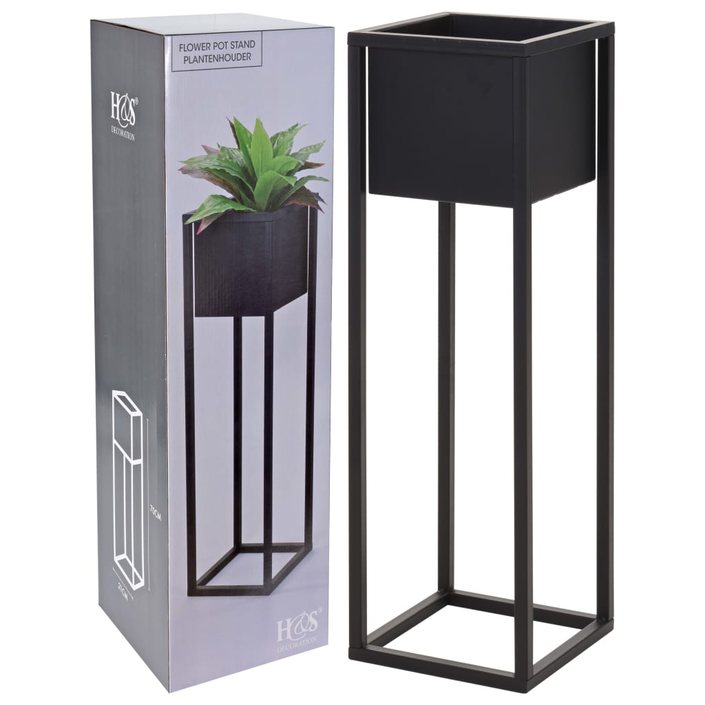 H S Collection H S Collection Flowerpot på standard 70 cm metall svart