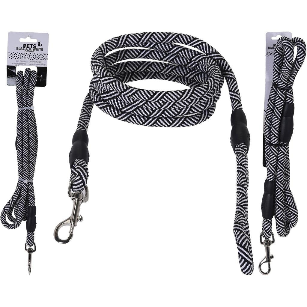 Basic pets black and white collection dog leash 130cm black and white