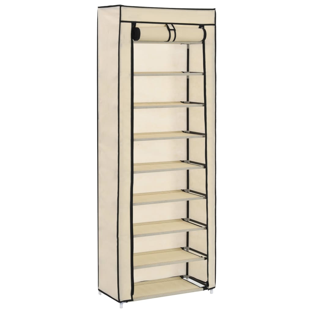Vidaxl shoe cabinet with cover 57x29x162 cm fabric cream
