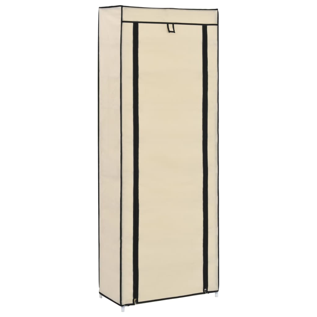 Vidaxl shoe cabinet with cover 57x29x162 cm fabric cream
