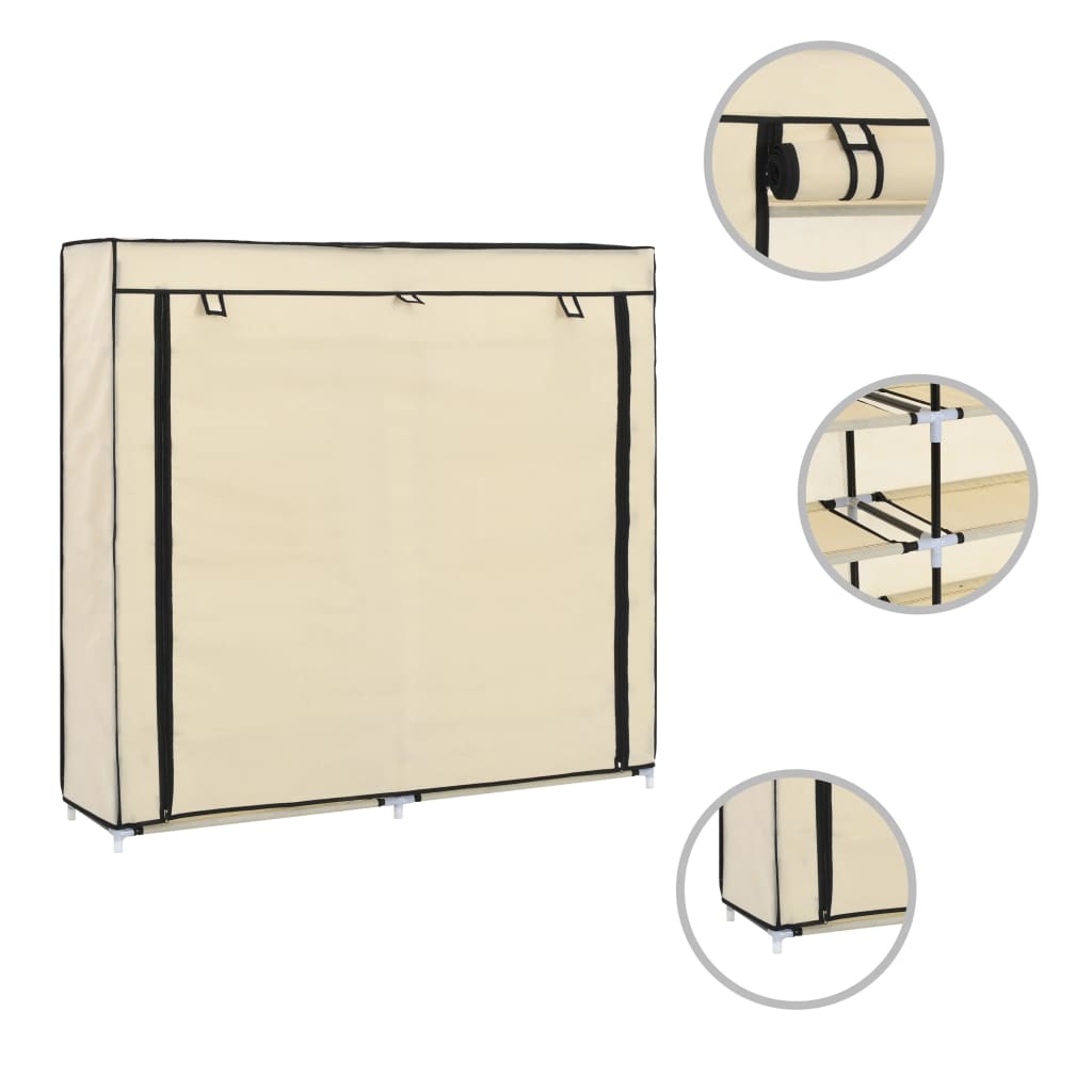 Vidaxl shoe cabinet with cover 115x28x110 cm fabric cream