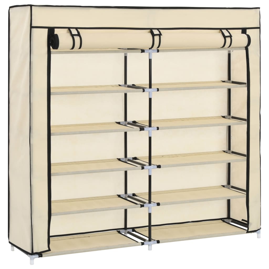 Vidaxl shoe cabinet with cover 115x28x110 cm fabric cream