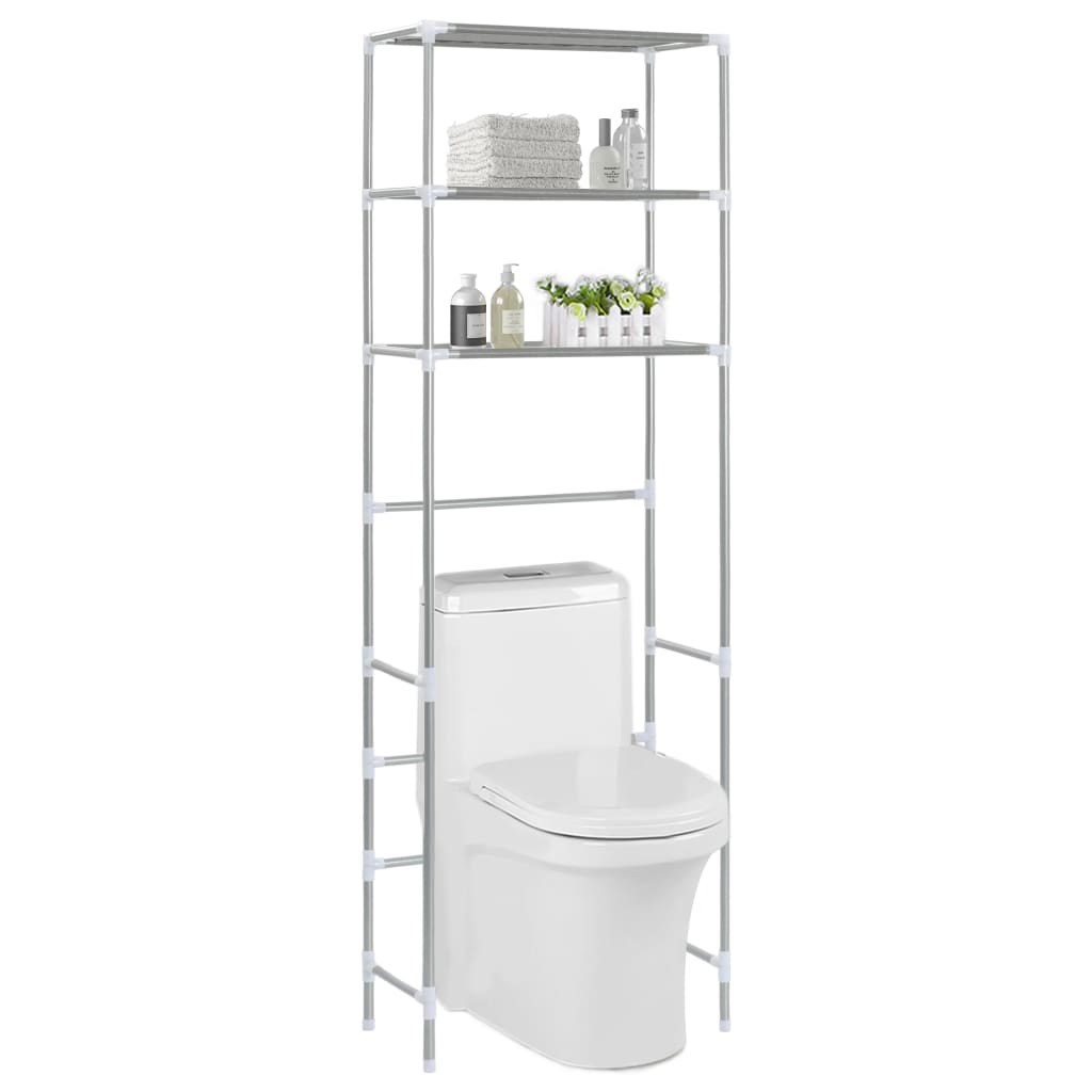 Vidaxl 3-Tier Toilet Shelf, 53x28x169 cm, Silver
