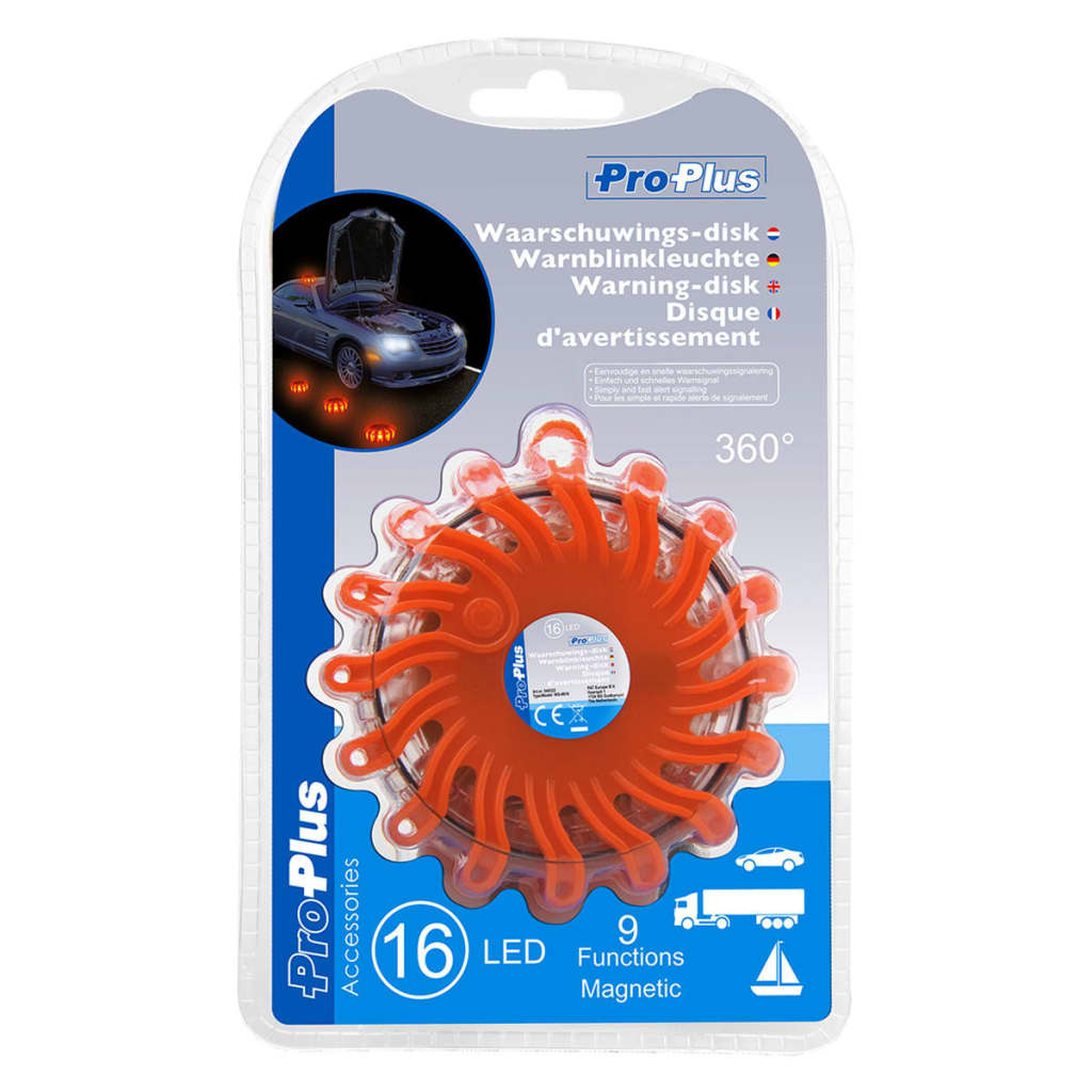 ProPlus Warning Discs with 16 LEDs 2 pcs Orange