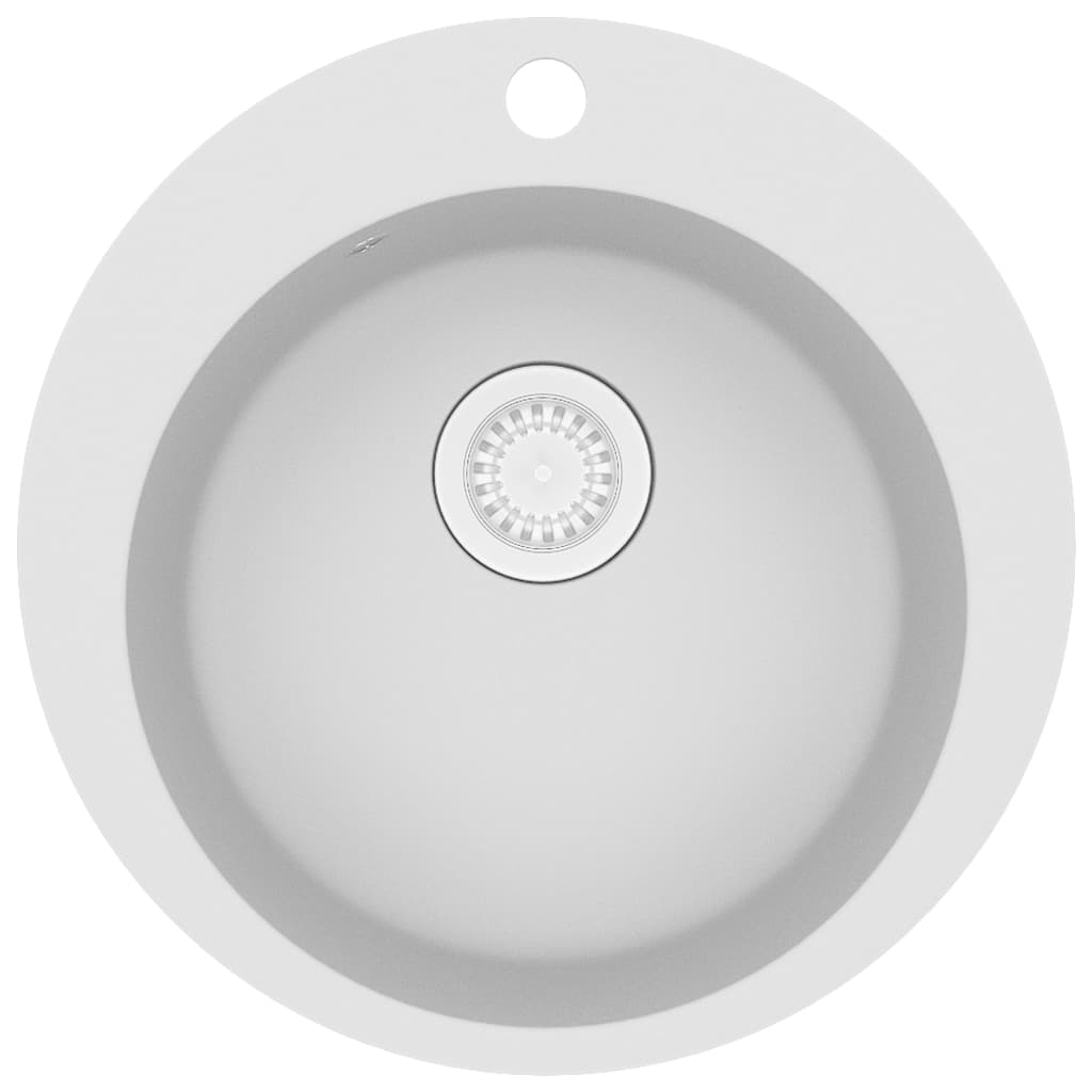 Vidaxl pia de recipiente único em torno de granito branco