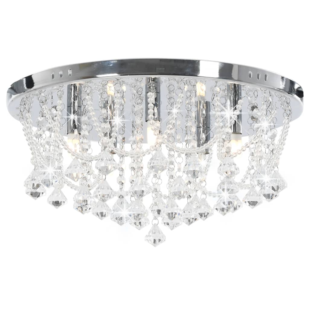 Vidaxl ceiling lamp with crystal beads round 4xg9 silver-colored