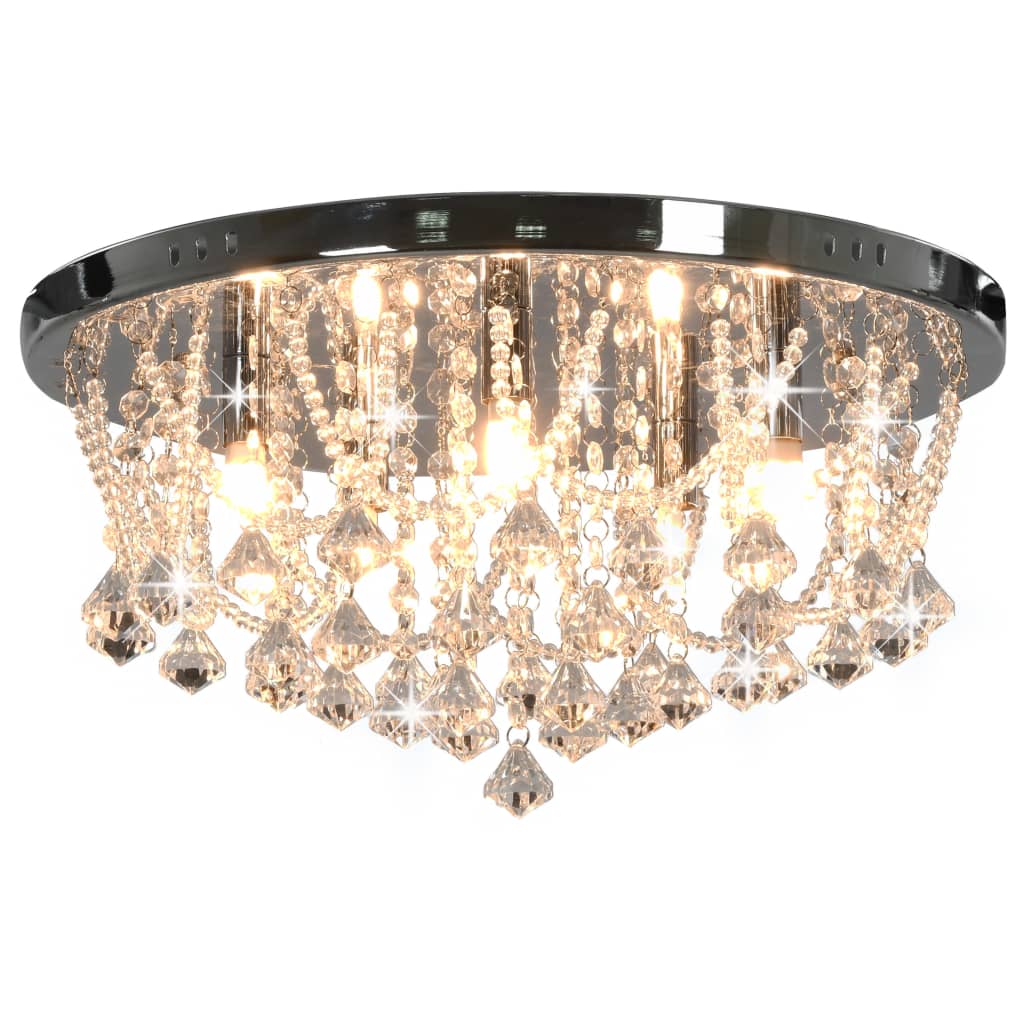 Vidaxl ceiling lamp with crystal beads round 4xg9 silver-colored