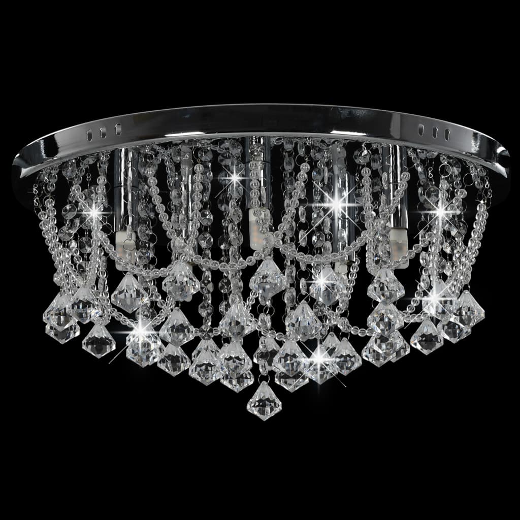 Vidaxl ceiling lamp with crystal beads round 4xg9 silver-colored