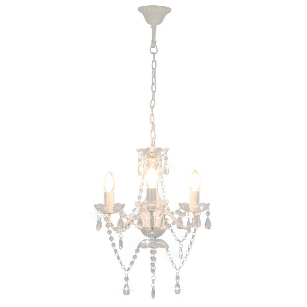 Vidaxl lampadario con perline intorno a 3xe14 bianco