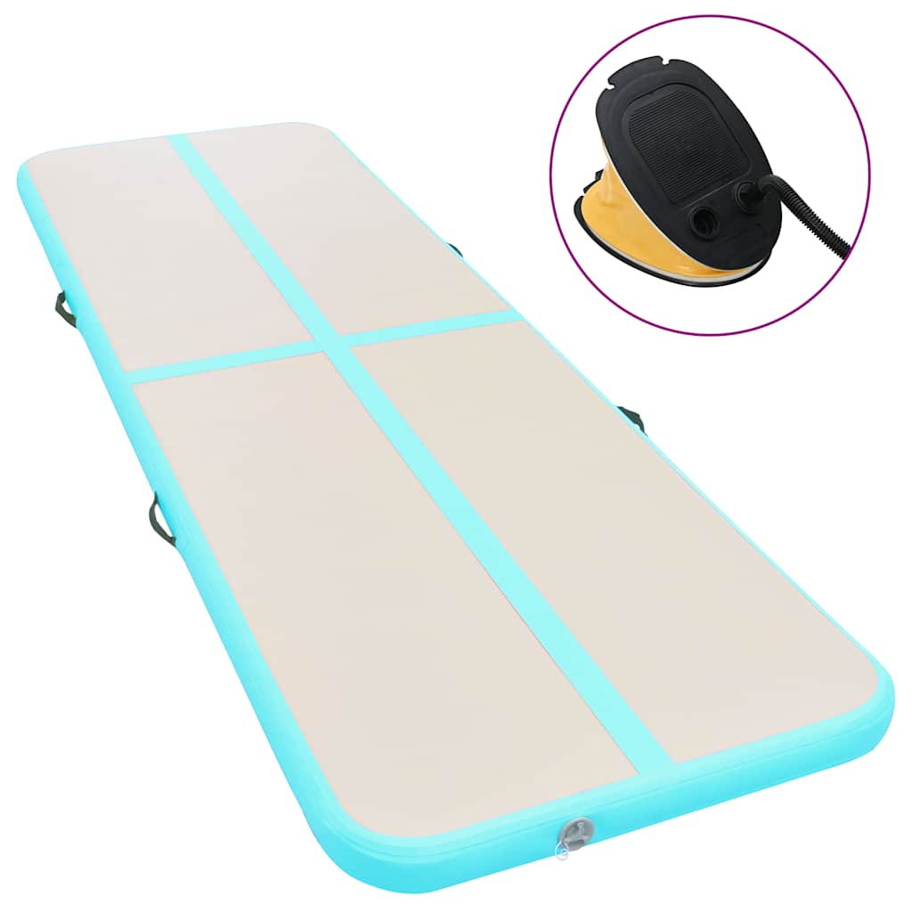 Vidaxl gymnastiekmat met pomp opblaasbaar 700x100x10 cm pvc groen