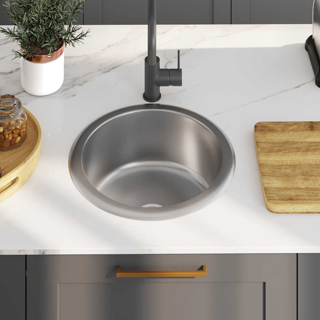 Vidaxl sink with drain and gooseneck stainless steel