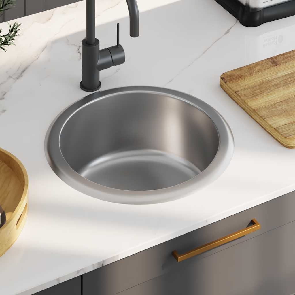 Vidaxl sink with drain and gooseneck stainless steel