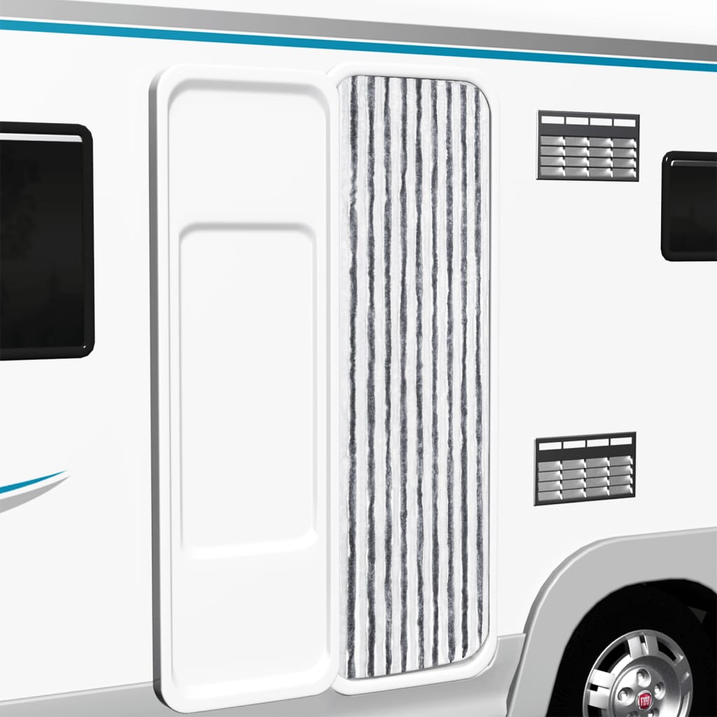 Vidaxl Fly Vorhang 56x185 cm Chenille grau und weiß