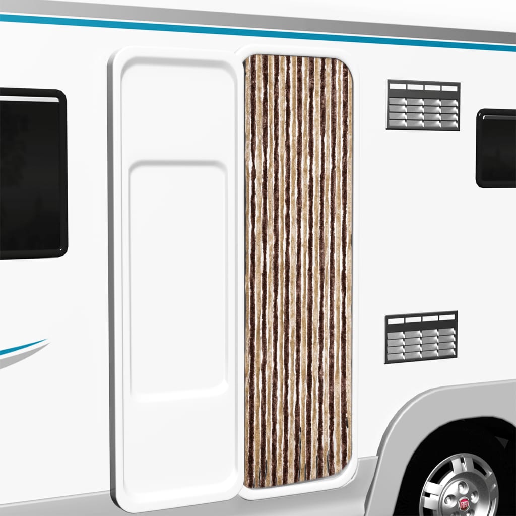 Vidaxl fly curtain 56x185 cm chenille beige and light brown