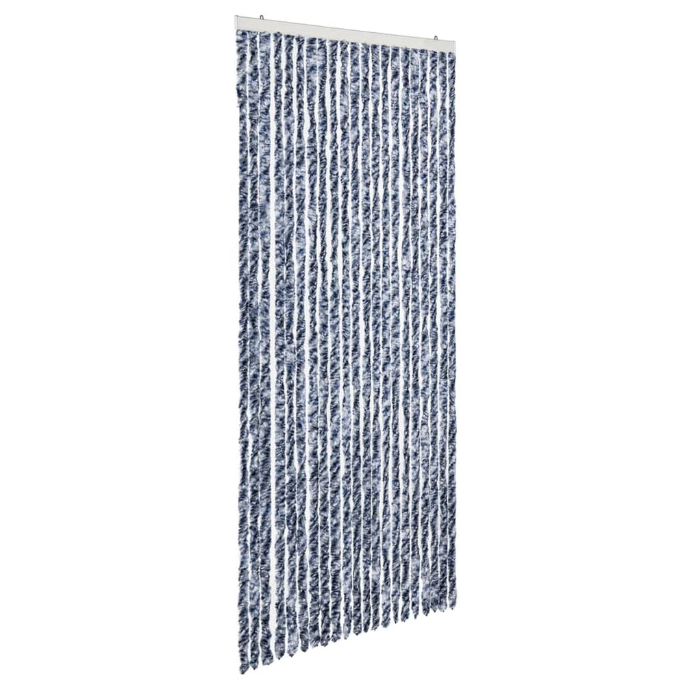 Vidaxl fly curtain 90x220 cm chenille blue, white and silver