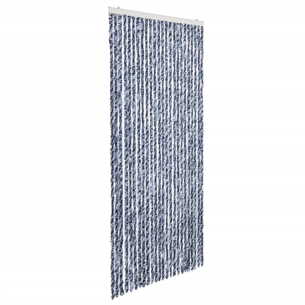 Vidaxl fly curtain 100x220 cm chenille blue, white and silver