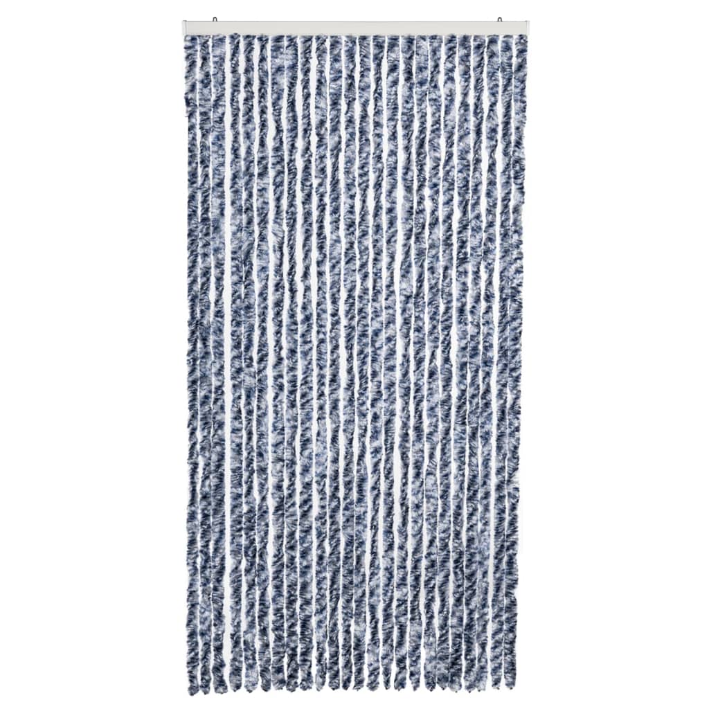 Vidaxl fly curtain 100x220 cm chenille blue, white and silver