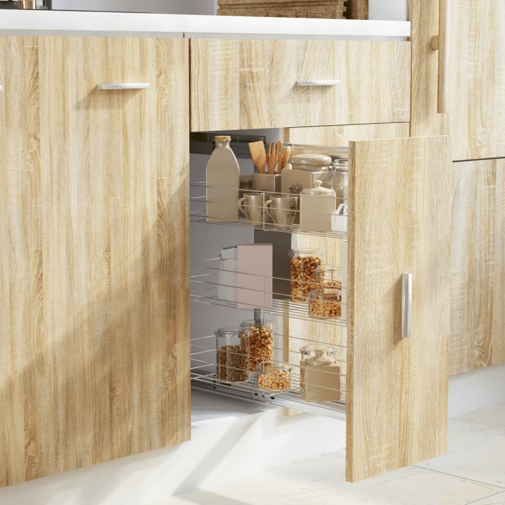 VidaXL телена кухненска кошница изтегляща се 3 слоя 47x25x56 см сребрист цвят