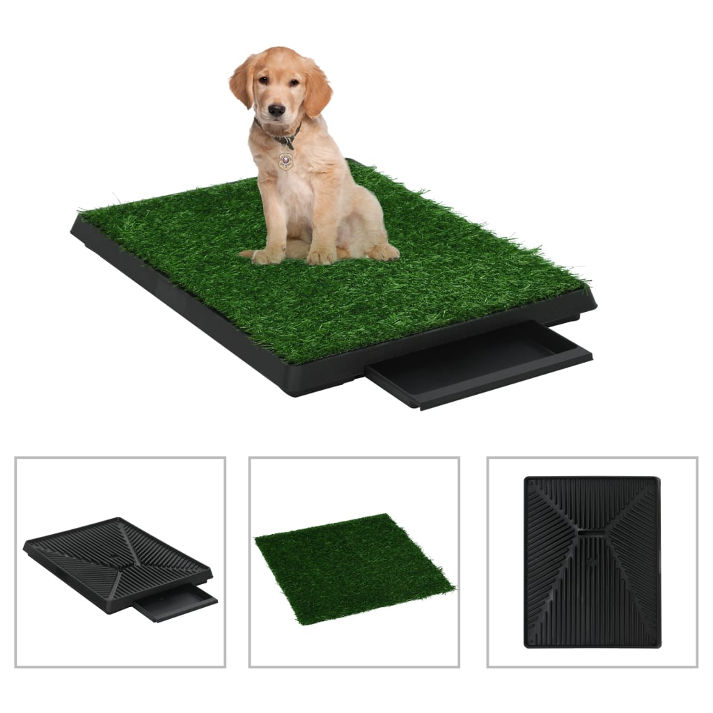 Vidaxl Pet Banheiro com lixo e grama artificial 63x50x7 cm verde