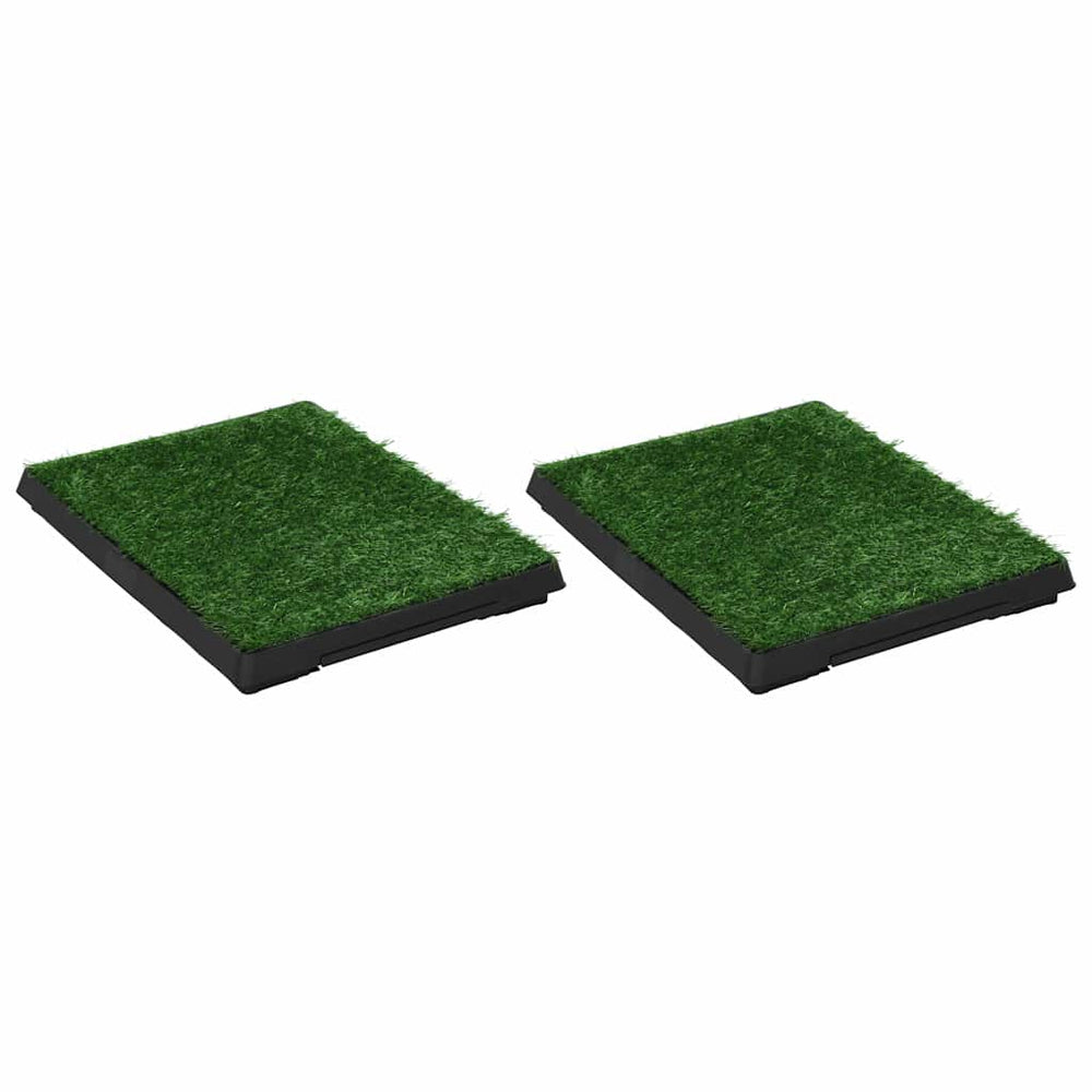 Vidaxl Pet Toiletten 2 STs mit Behälter und künstlichem Gras 63x50x7 cm Grün