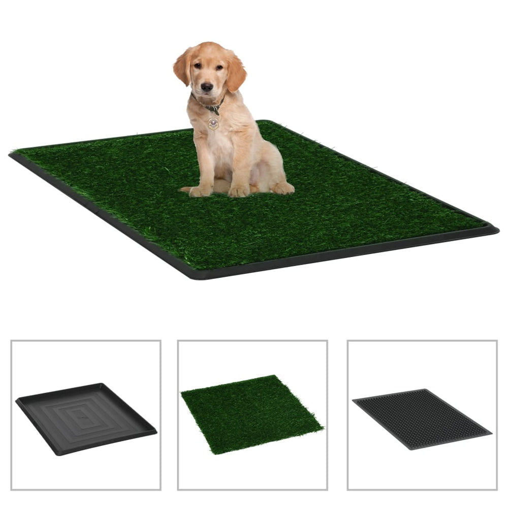 Vidaxl Pet Toilette mit Behälter und künstlichem Gras 64x51x3 cm Grün