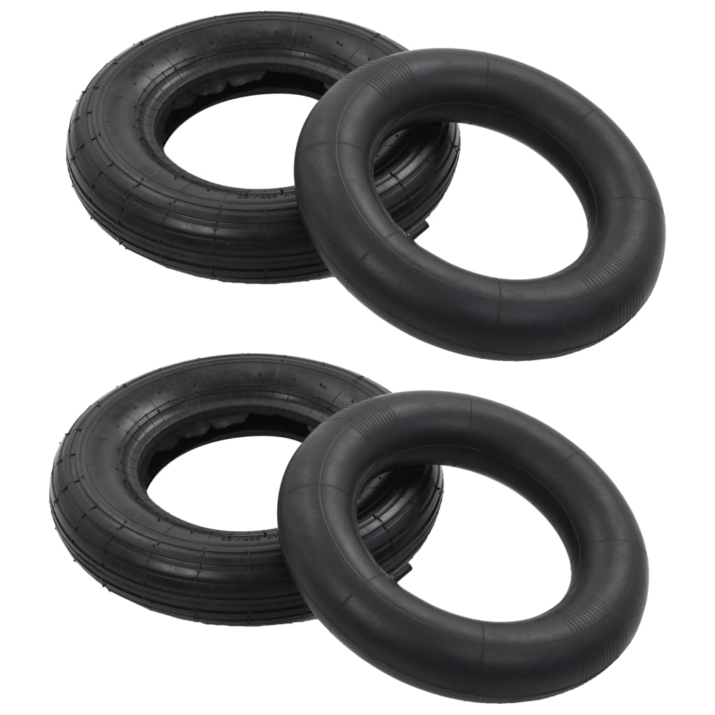 Vidaxl 4-piece wheelbarrow tire and inner tube set 3.50-8 4pr rubber
