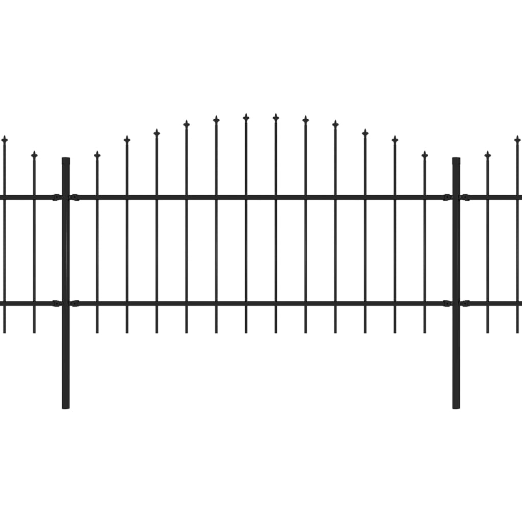 VidaXL Puutarha-aita keihäskärjellä (1-1,25) x 10,2 m musta teräs