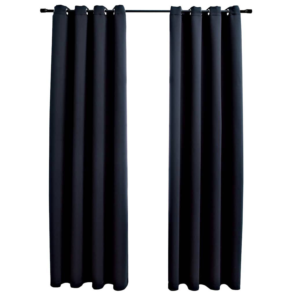 Vidaxl blackout curtain with metal rings 2 pcs 140x245 cm black