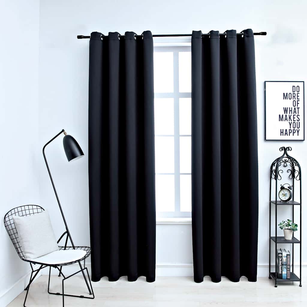 Vidaxl blackout curtain with metal rings 2 pcs 140x245 cm black
