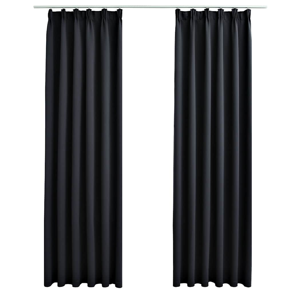 Vidaxl curtains blackout with hooks 2 pcs 140x245 cm black