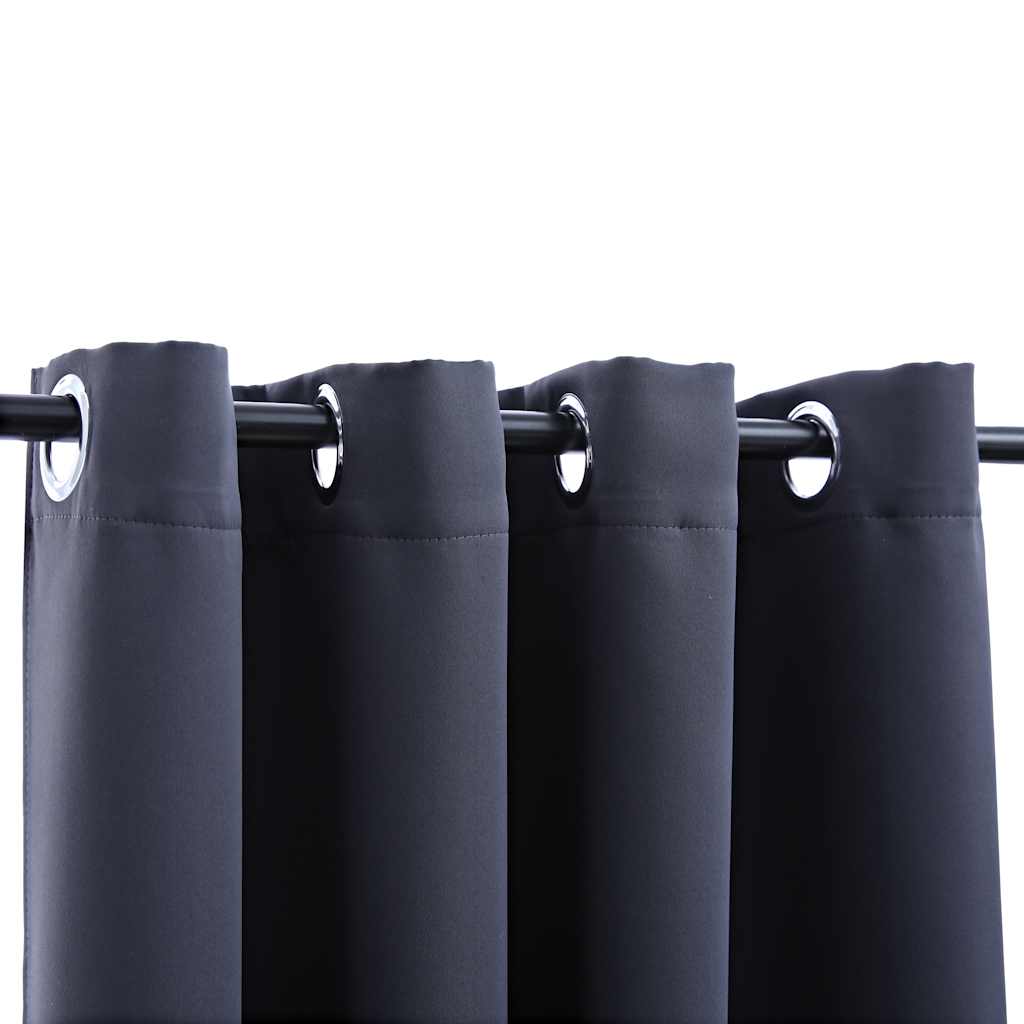 Vidaxl curtains blackout with rings 2 pcs 140x225 cm anthracite
