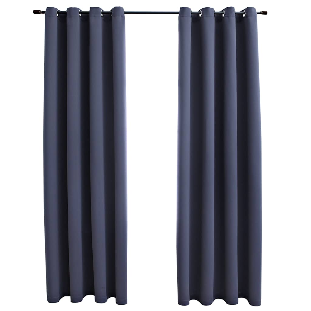 Vidaxl curtains blackout with rings 2 pcs 140x245 cm anthracite