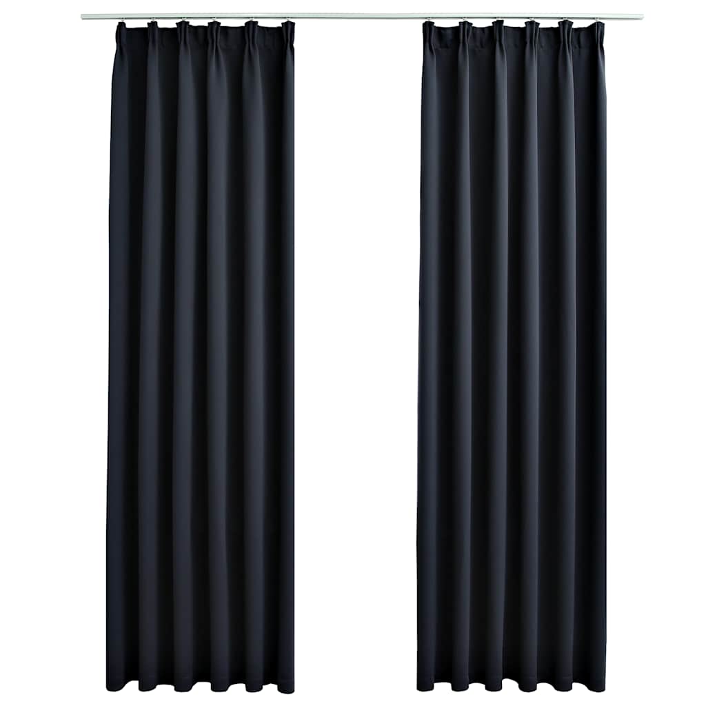 Vidaxl blackout curtains with hooks 2 pcs 140x225 cm anthracite