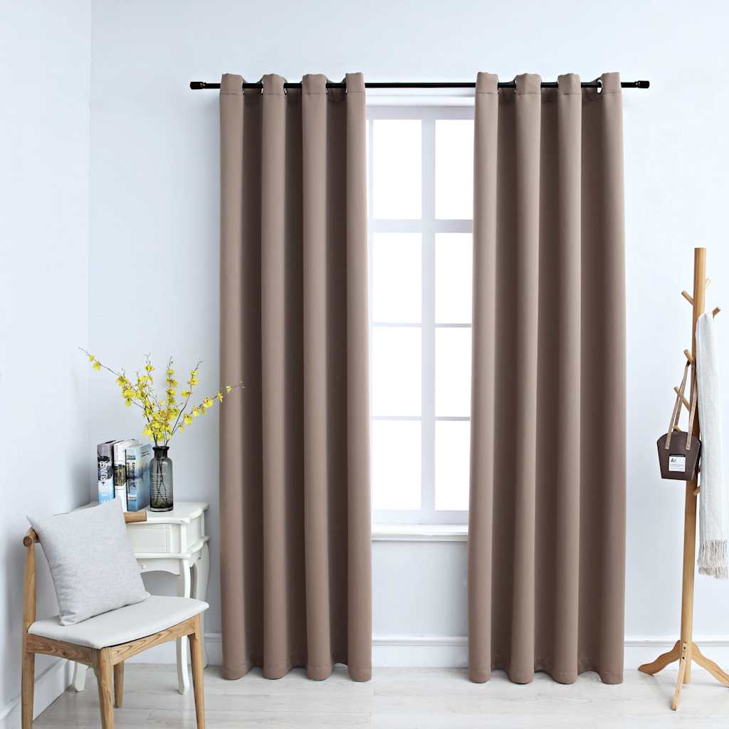 Vidaxl blackout curtain with metal rings 2 pcs 140x245 cm taupe
