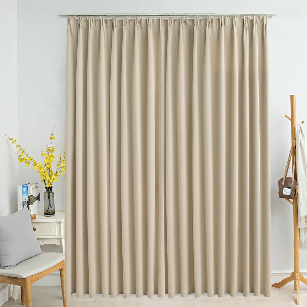 Vidaxl blackout curtain with hooks 290x245 cm beige