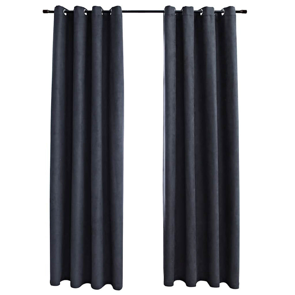 Vidaxl curtains blackout with rings 2 pcs 140x175 cm anthracite