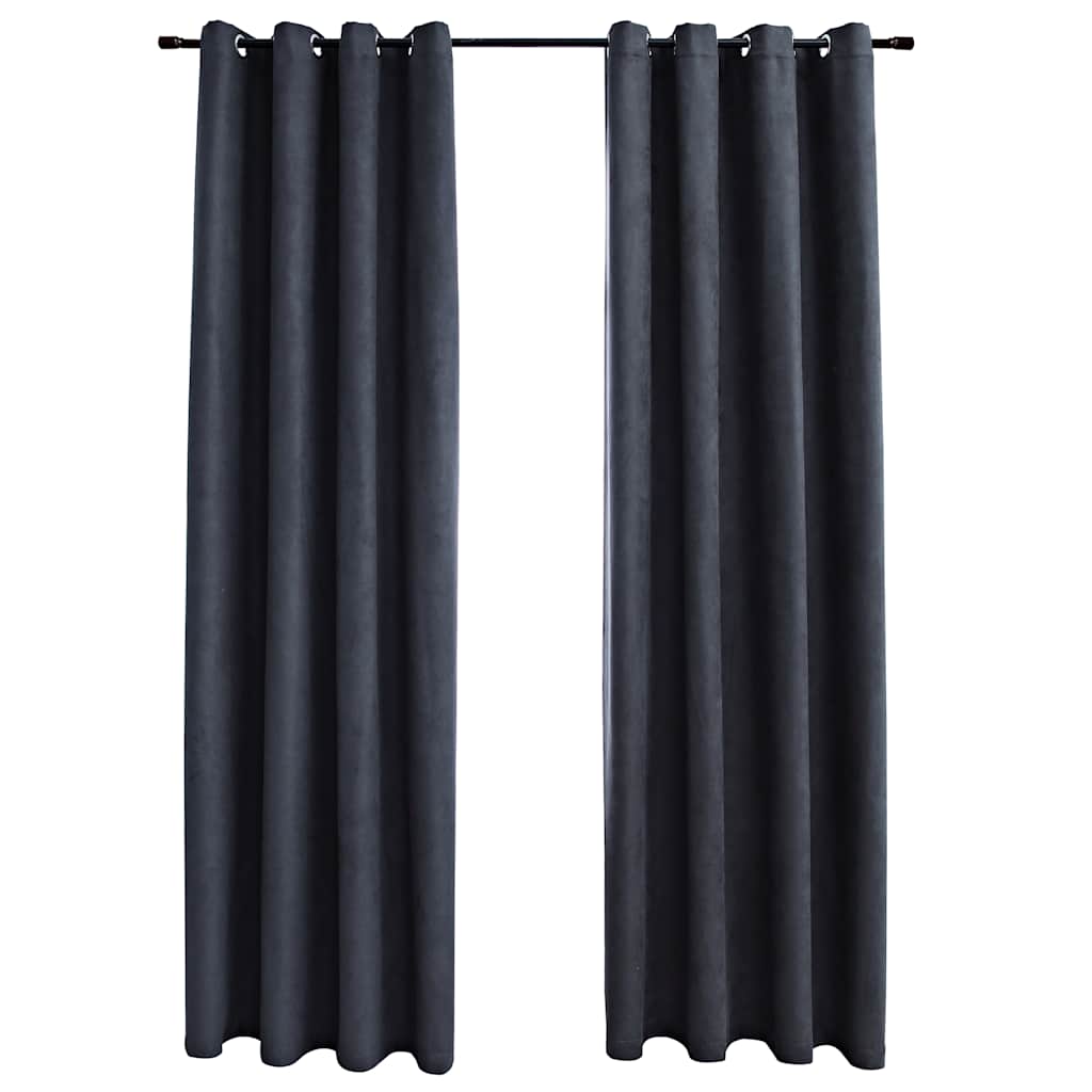 Vidaxl curtains blackout with rings 2 pcs 140x175 cm anthracite