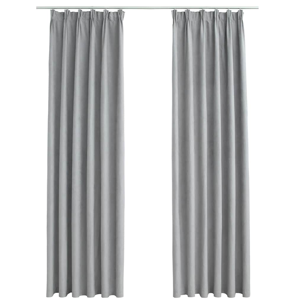 Vidaxl blackout curtains with hooks 2 pcs 140x225 cm gray